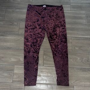 Burgundy Velvet Leggings